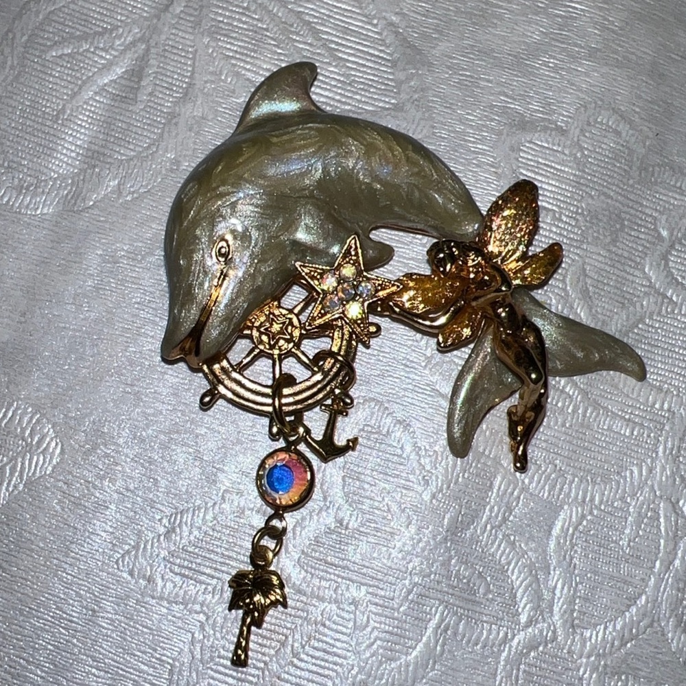 Kirks Folly dolphin fairy brooch